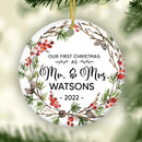 First Christmas Married Ornament, Our First Christmas as Mr and Mrs Ornament, Married Christmas Ornament, Personalized Ornament, Couple Gift