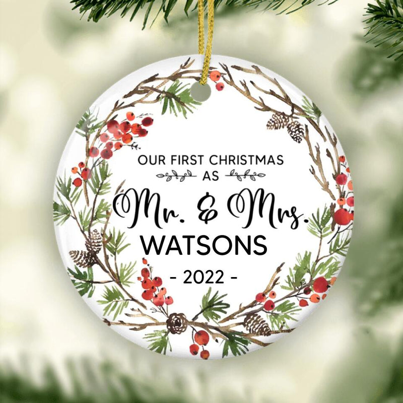 First Christmas Married Ornament, Our First Christmas as Mr and Mrs Ornament, Married Christmas Ornament, Personalized Ornament, Couple Gift
