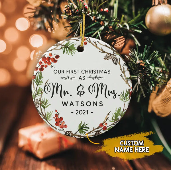 First Christmas Married Ornament, Our First Christmas as Mr and Mrs Ornament, Married Christmas Ornament, Personalized Ornament, Couple Gift