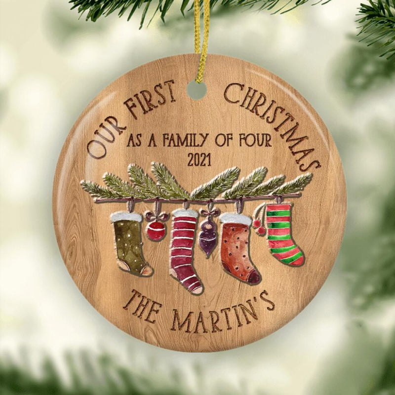 First Christmas As A Family of Four Ornament, Personalized Family Christmas Ornament, Stocking Stuffer, Family Ornament, Family of 4 Gift