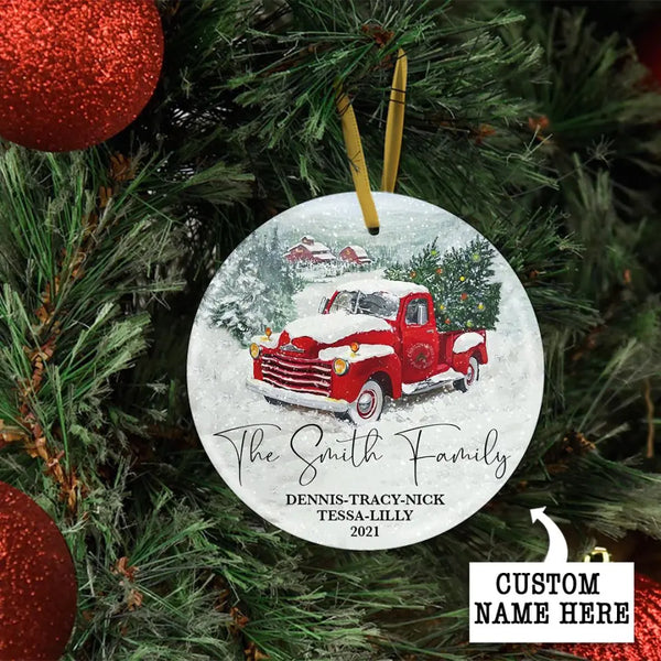 Personalized Family Christmas Ornament, Christmas Truck Ornament With Family Member Names, Christmas Family Ornament, Custom Family Keepsake