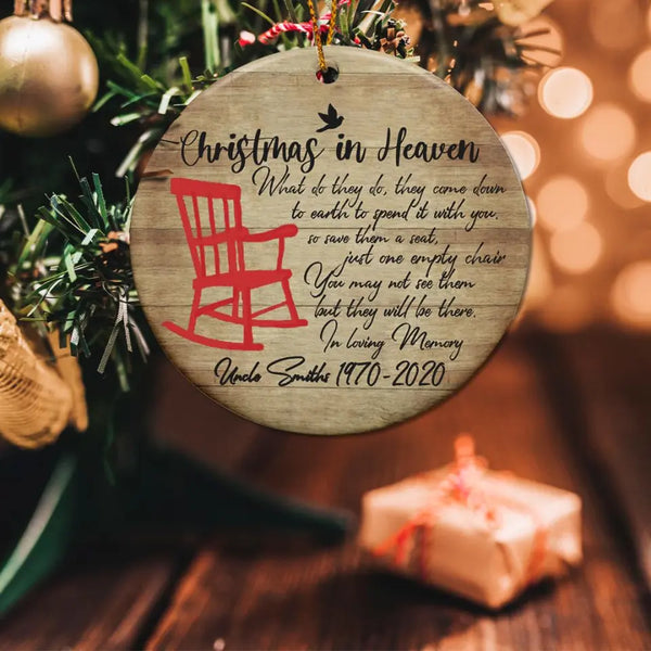 Christmas in Heaven Poem and Rocking Chair Ornament, Christmas Memorial Ornament, Remembrance Keepsake, Sympathy Gift, Personalized Ornament