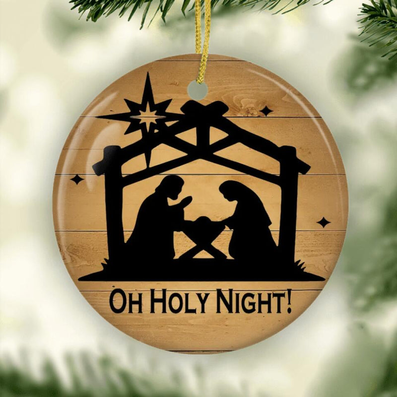 Oh Holy Night Door Sign, Christmas Door Hanger, Nativity Sign, Front Door Sign, Christmas Sign, Christmas Door Decor, Round Door Hanger