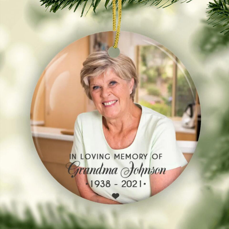 In Loving Memory Grandma Ornament, Personalized Photo Memorial Ornament, Christmas Memorial Ornament, Loss of Grandma, Remembrance Keepsake