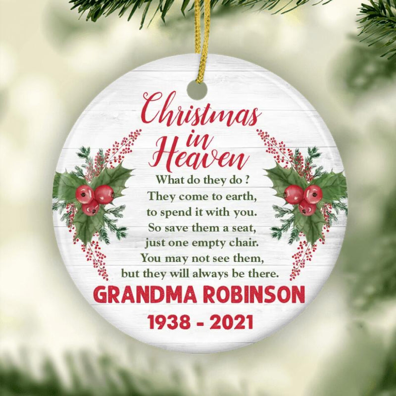 Christmas in Heaven Poem and Rocking Chair Ornament, Christmas Memorial Ornament, Personalized Ornament, Remembrance Keepsake, Sympathy Gift