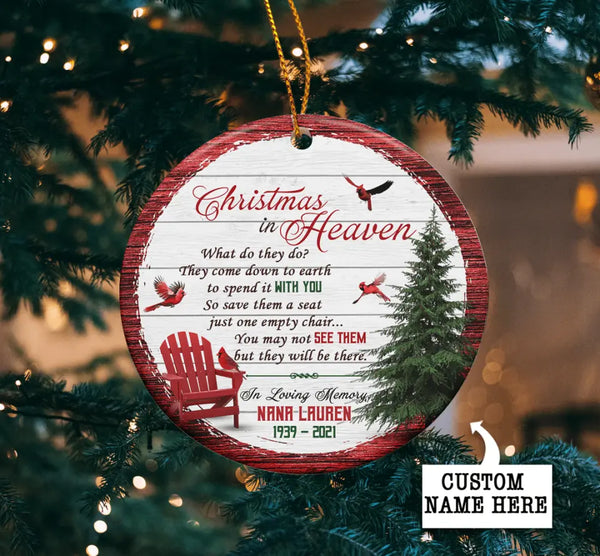 Christmas in Heaven Poem and Rocking Chair Ornament, Christmas Memorial Ornament, In Loving Memory, Remembrance Keepsake, Sympathy Gift