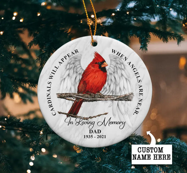 Custom Memorial Ornament, Cardinals Appear When Angels Are Near, Memorial Christmas Ornament, In Memory Ornament, Christmas Tree Decorations