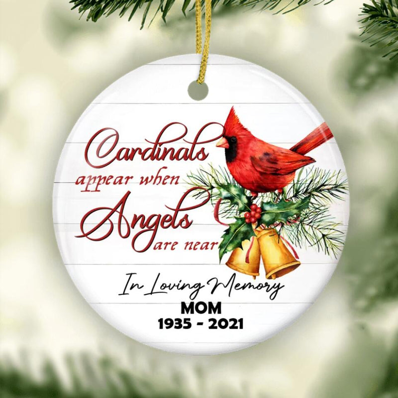 Personalized Cardinal Ornament, Christmas Memorial Ornament, In Loving Memory Ornament, Remembrance Keepsake, Sympathy Gift, Memorial Gift