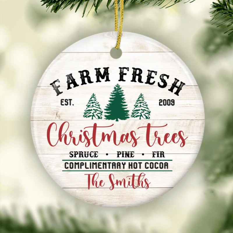 Personalized Family Christmas Ornament, Farm Fresh Christmas Trees Ornament, Custom Family Ornament, Farmhouse Christmas Decor, Family Gift