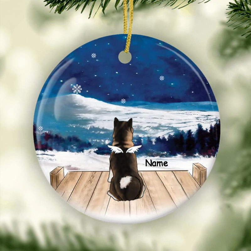 Personalized Dog Memorial Ornament With Angel Wings, Dog Sympathy Gift, Christmas Ornament, Remembrance Keepsake, Christmas Tree Decorations V2