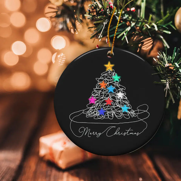 Merry Christmas Tree Ornament, Christmas Ornament, Tree with Star Ornament, Holiday Ornament, Holiday Decor, Christmas Tree Decorations