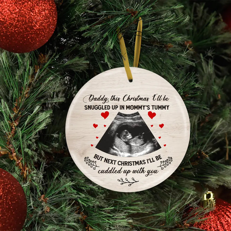 Custom Baby Ultrasound Photo Ornament, Ultrasound Christmas Ornament, Pregnancy Announcement, New Dad Gift, New Baby Ornament, Keepsake Gift