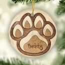 Personalized Dog Christmas Ornament With Name, Dog Paw Ornament, Christmas Pet Ornament, Ceramic Dog Ornament, Holiday Gift for Dog Lovers