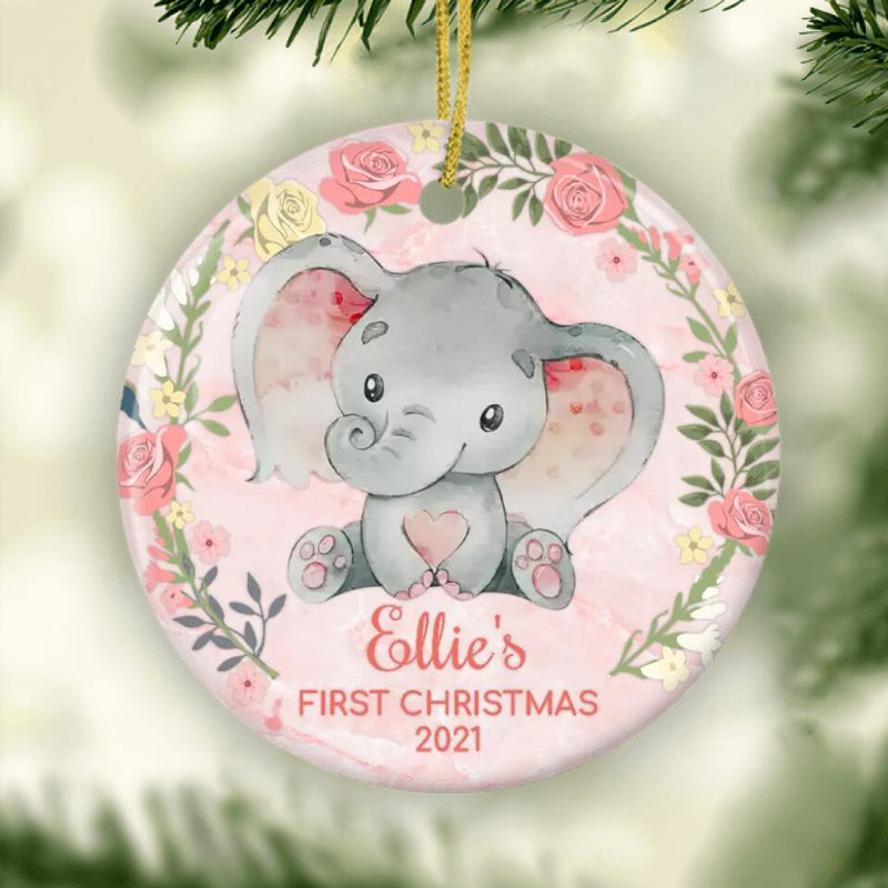 Baby's First Christmas Ornament, Personalized Baby Elephant Christmas Ornament, Baby Boy Ornament, Baby Ornament, Baby 1st Christmas Bauble