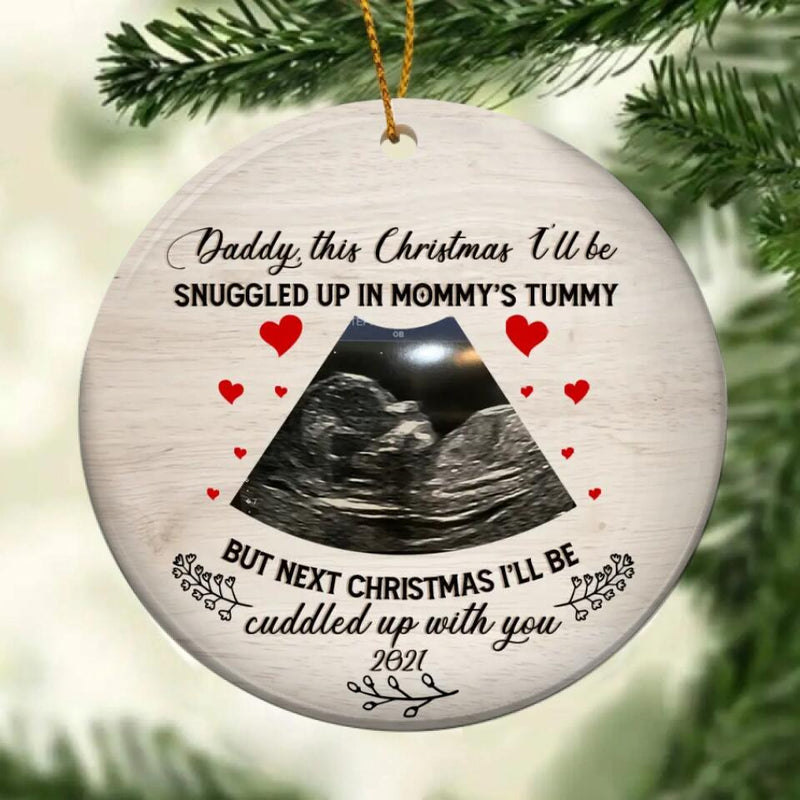 Ultrasound Ornament, Pregnancy Announcement, Baby Ultrasound Christmas Ornament, Custom Photo Ornament, New Grandma Gift, New Baby Ornament