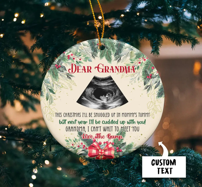 Ultrasound Ornament, Pregnancy Announcement, Baby Ultrasound Christmas Ornament, Custom Photo Ornament, New Grandma Gift, New Baby Ornament