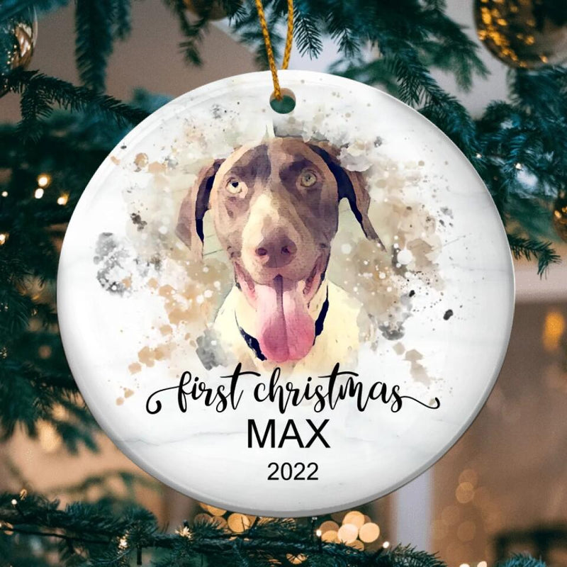 Personalized Pet Memorial Ornament, Dog Memorial Gift, Custom Watercolor Pet Portrait Ornament, Loss of Dog Gift, Pet Christmas Ornament
