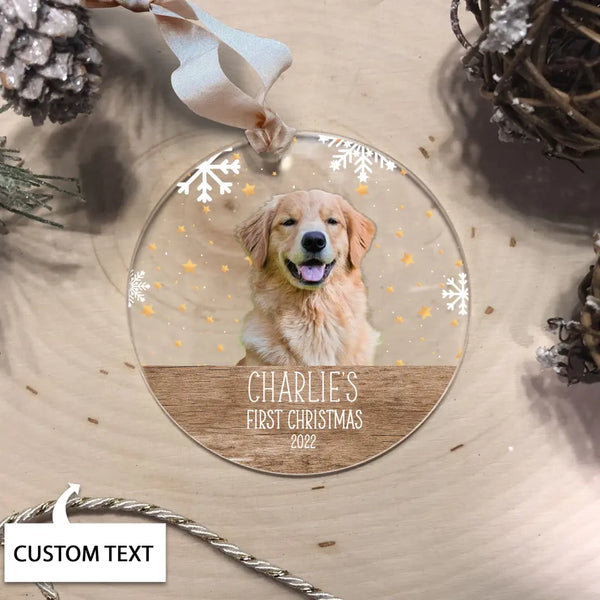 Personalized Dog Photo Ornament, Dog First Christmas Ornament, Puppy First Christmas, Custom Dog Ornament, Holiday Dog Gift, Dog Lovers Gift