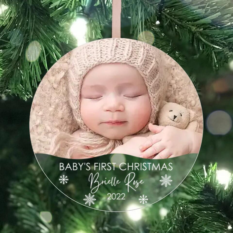 Baby's First Christmas Ornament, Acrylic Photo Ornament, Personalized New Baby Ornament 2022, New Baby Gift, Personalized Christmas Ornament