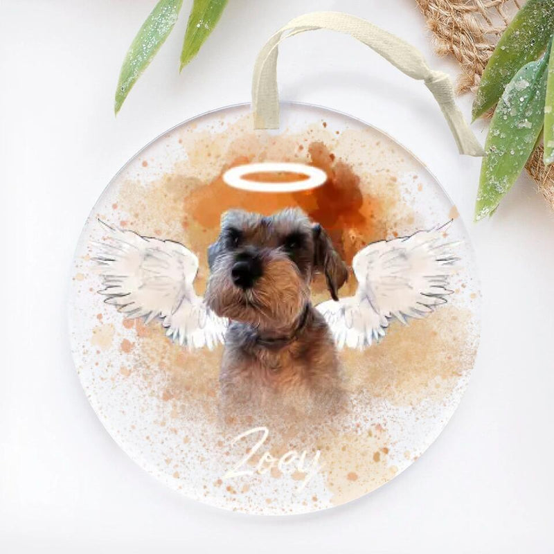 Personalized Pet Memorial Photo Ornament, Pet Loss Gifts, Christmas Dog Memorial Ornament, Dog Memorial Gift, Angel Dog with Wings Ornament