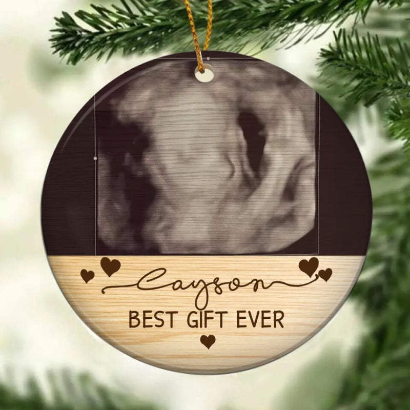Custom Baby Ultrasound Photo Ornament, Best Gift Ever, Ultrasound Christmas Ornament, Pregnancy Announcement Gift, Expecting Parents Gift