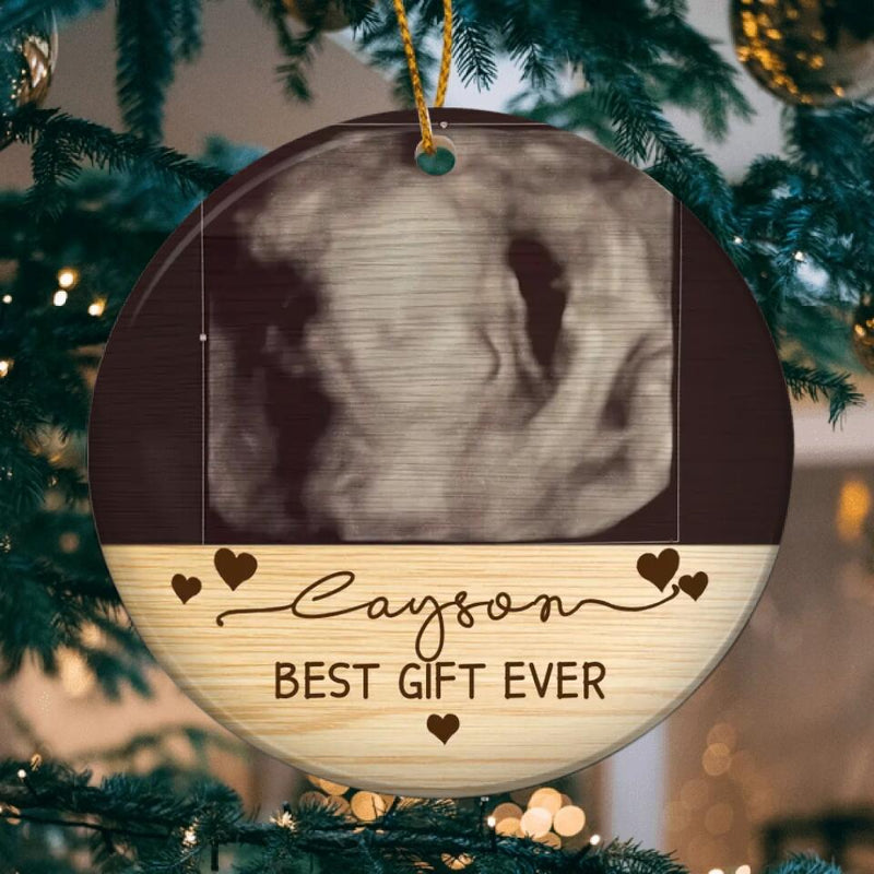 Custom Baby Ultrasound Photo Ornament, Best Gift Ever, Ultrasound Christmas Ornament, Pregnancy Announcement Gift, Expecting Parents Gift