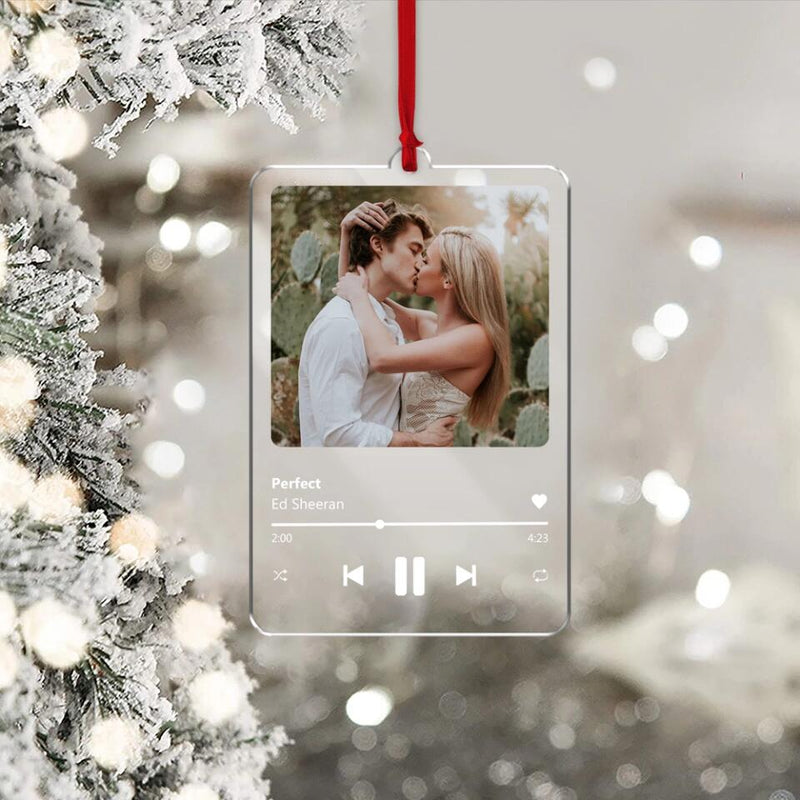 Custom Acrylic Song Ornament, Photo Ornament, Just Married Ornament, Our First Christmas, Gift for the Couple, Christmas Bauble Decoration