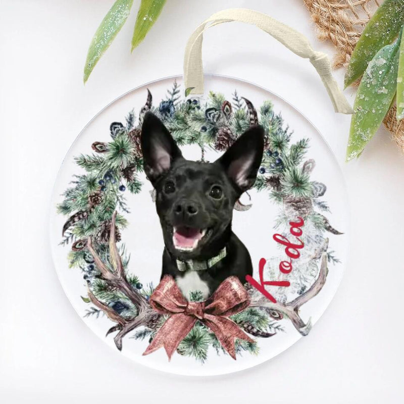 Personalized Pet Christmas Ornament, Custom Dog Ornament, Dog Photo Gift, Custom Pet Portrait, Dog Christmas Gift, Dog Christmas Tree Bauble