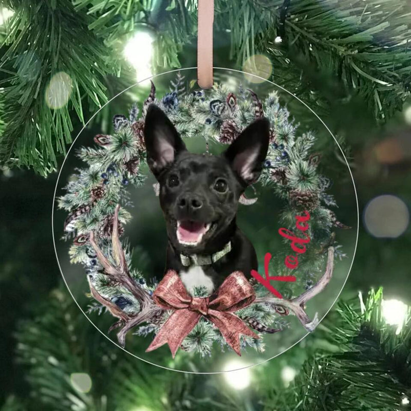 Personalized Pet Christmas Ornament, Custom Dog Ornament, Dog Photo Gift, Custom Pet Portrait, Dog Christmas Gift, Dog Christmas Tree Bauble