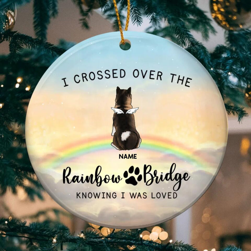 Personalized Dog Memorial Ornament With Angel Wings, Over The Rainbow Bridge, Dog Sympathy Gift, Christmas Ornament, Remembrance Keepsake
