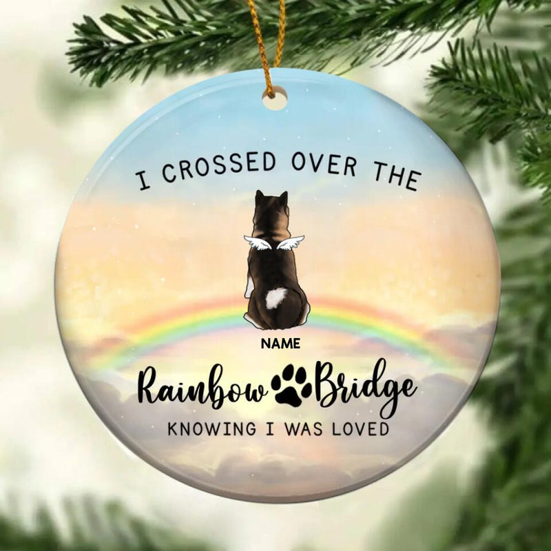 Personalized Dog Memorial Ornament With Angel Wings, Over The Rainbow Bridge, Dog Sympathy Gift, Christmas Ornament, Remembrance Keepsake