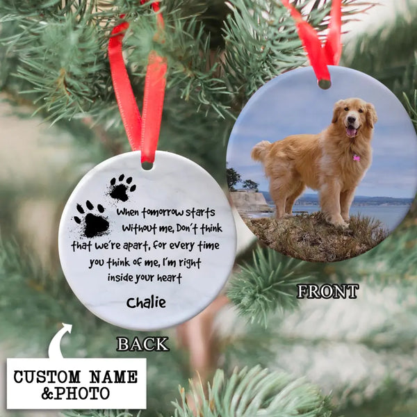 Christmas Dog Memorial Ornament, Personalized Pet Memorial Ornament with Photo, Pet Loss Gifts, Pet Memorial Gift, Beautiful Memorial Quote