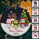 Meowy Christmas 2022 Stars Night Sky Circle Ceramic Ornament - Personalized Cat Lovers Decorative Christmas Ornament
