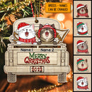 Merry Christmas 2022 Wooden Truck Shape Shaped Wooden Ornament - Personalized Cat Lovers Decorative Christmas Ornament