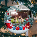 Personalised 2022 Custom Photo Circle Ceramic Ornament - Personalized Dog & Cat Lovers Decorative Christmas Ornament