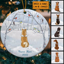 Personalised Dog In Snowy Field Memorial Circle Ceramic Ornament - Personalized Angel Dog Decorative Christmas Ornament
