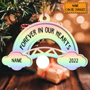 Forever In Our Hearts Rainbow Bridge Shaped Wooden Ornament - Personalized Angel Dog & Cat Decorative Christmas Ornament
