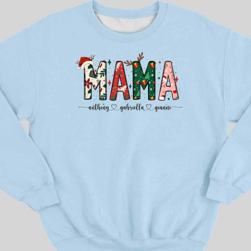 Mama Christmas Sweatshirt, Custom Mama Shirt With Kids Names, Mama Sweatshirt, Mama Gift, Gifts For Mom, Mama Shirt, Christmas Mom Shirt