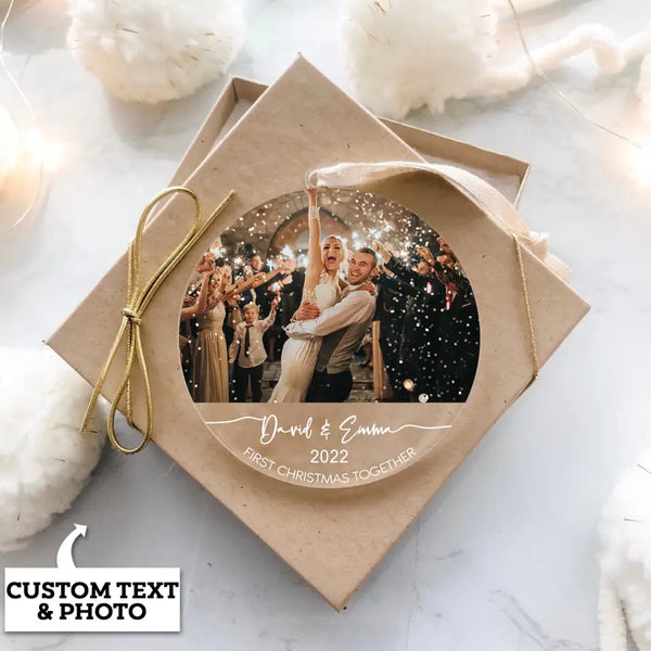First Christmas Together Ornament, Mr and Mrs Photo Christmas Ornament, Our First Christmas, Couples Gift 2022, Christmas Bauble Decoration