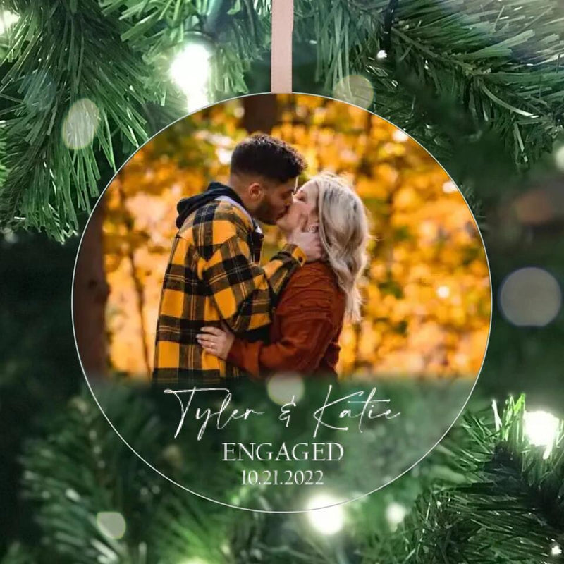 Engaged Christmas Ornament, First Christmas Engaged Ornament, Engagement Ornament, Personalized Engagement Gift For Couple, Photo Ornament