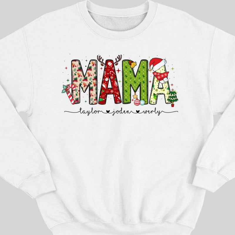 Mama Christmas Sweatshirt, Custom Mama Shirt With Kids Names, Mama Sweatshirt, Mama Gift, Gifts For Mom, Christmas Mom Shirt