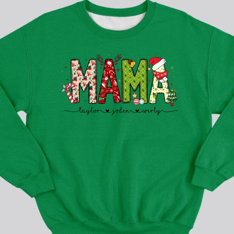  Mama Bear Sweatshirt For Women, Custom Mama Bear Childs Shirt,  Mothers Day Gift, Mom Shirt With Kids Name, Personalized Mama Sweatshirt,  Christmas Shirt, Family Christmas Shirt : Handmade Products
