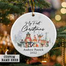 Baby's FIRST Christmas Ornament, Baby Ornament, Personalized Christmas Ornament, Woodland Forest Animals Ceramic Ornament, First Christmas