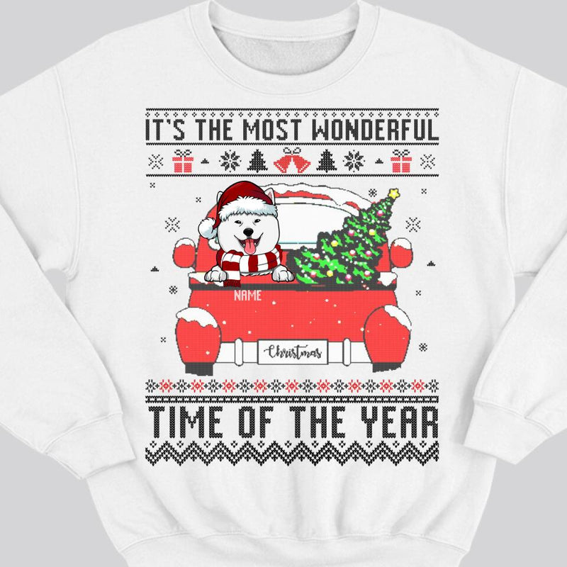 Custom Dog Ugly Christmas Sweater, Its The Most Wonderful Time Of The Year Sweatshirt, Personalized Dog Sweatshirt, Christmas Dog Sweatshirt