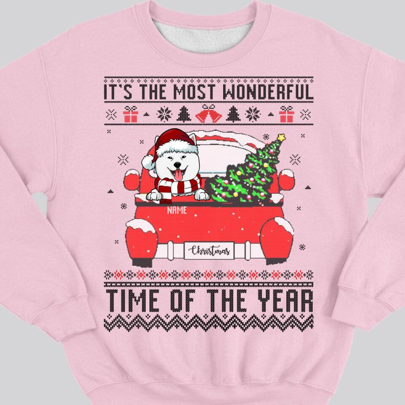 Custom Dog Ugly Christmas Sweater, Its The Most Wonderful Time Of The Year Sweatshirt, Personalized Dog Sweatshirt, Christmas Dog Sweatshirt