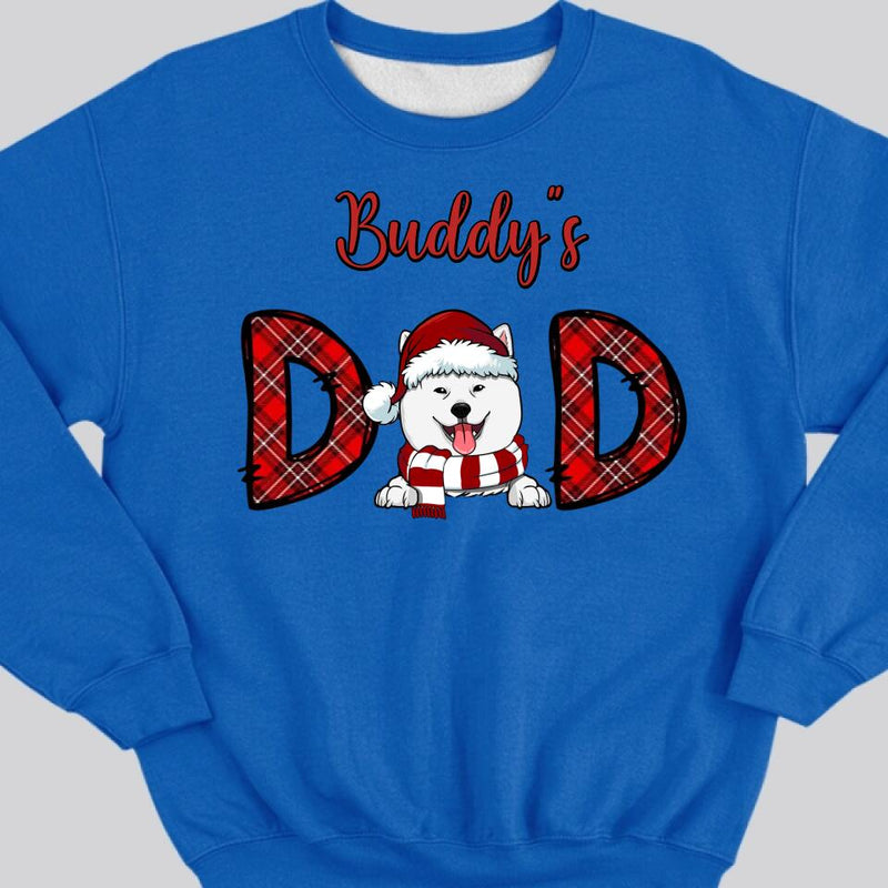 Custom Dog Dad Shirt, Personalized Christmas Dog Sweatshirt, Dog Dad Sweatshirt, Santa Dog Christmas Sweatshirt, Christmas Gift For Dog Dad