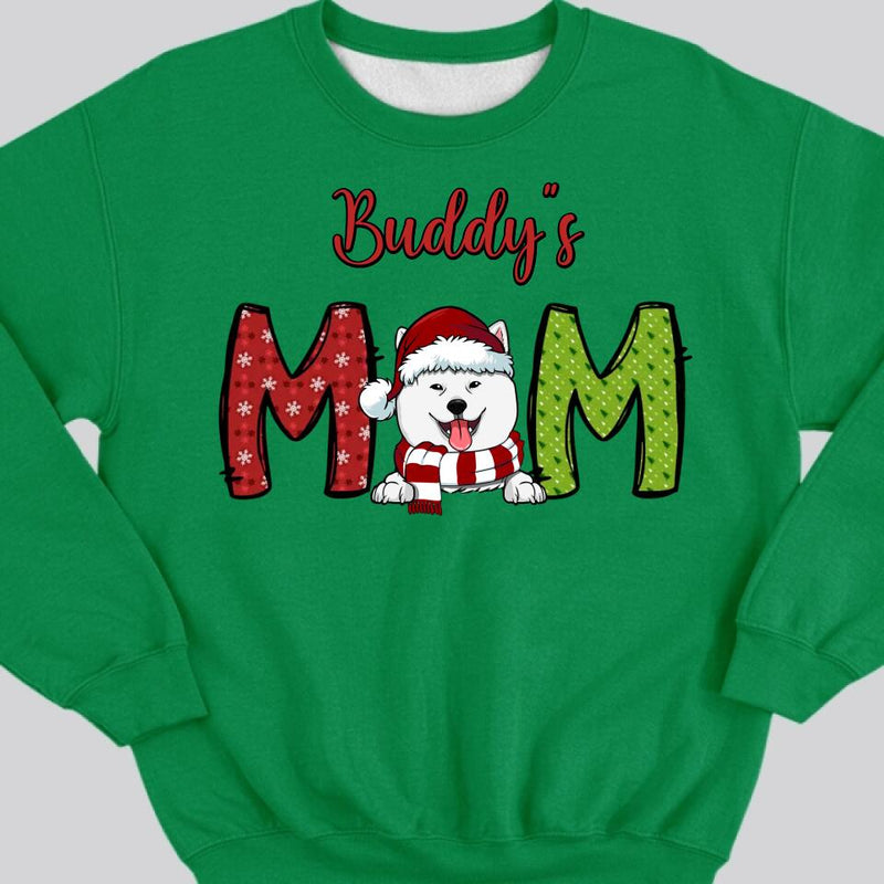 Custom Dog Mom Shirt, Personalized Christmas Dog Sweatshirt, Dog Mom Sweatshirt, Santa Dog Christmas Sweatshirt, Christmas Gift For Dog Mom