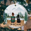 Girl & Dog, Personalized Dog Circle Ceramic Ornament, Dog Memorial Ornament, Loss Of Dog Gift