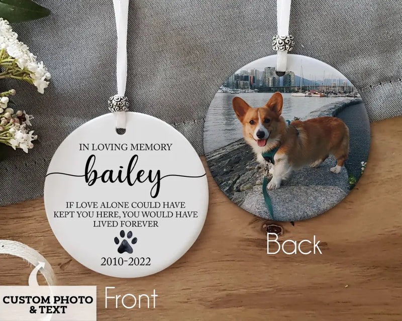 Personalized Pet Memorial Ornament with Photo, Dog Memorial Christmas Ornament, Dog Loss Gift, Pet Memorial Gift, Dog Remembrance Keepsake