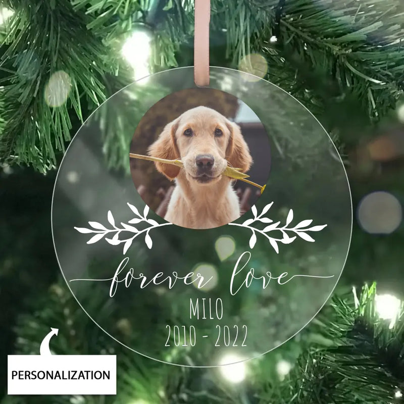 Dog Memorial Christmas Ornament, Photo Ornament, Dog Memorial Gift, Custom Pet Memorial Ornament, Loss of Pet Gift, Dog Remembrance Keepsake